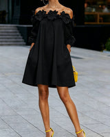Loania – Schulterfrei-Kleid Mit Blumenmuster in Schwarz