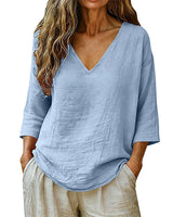 Rhianna - Elegante Bluse mit V-Ausschnitt in Blau