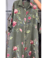 Jovie - Premium-Hemdblusenkleid aus Leinen in Militärgrün