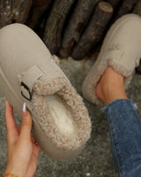 Damen Winterclogs mit Schnalle und Fellfutter - Sabine in Weiß