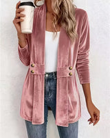 Sdenia – Langer Blazer Mit Offener Vorderseite Aus Samt in Rosa