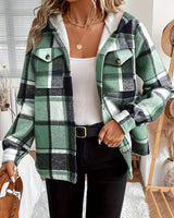 Karo | Kapuzenjacke mit Karomuster und Fleece-Futter in Grün