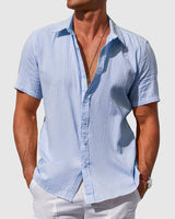 Caius | Herren Kurzarmhemd Regular Fit Freizeithemd in Hellblau