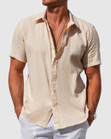 Caius | Herren Kurzarmhemd Regular Fit Freizeithemd in Beige