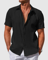 Caius | Herren Kurzarmhemd Regular Fit Freizeithemd in Schwarz