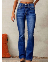 Camille | Damen Jeans mit Hoher Taille und Schlag Schnitt in Dunkelblau