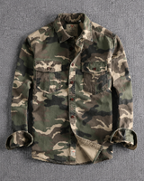 Herrenhemd im Camouflage-Look mit langen Ärmeln und Brusttasche – Orsen in Grün/Grau (Tarnfarben)