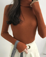 Damen Slim Fit Rollkragenpullover in Orange