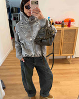 Strickjacke mit Wintermotiv – Ailsa in Grau