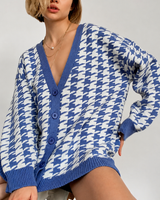 Oversize-Strickcardigan mit Muster – Elena in Blau