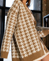 Oversize-Strickcardigan mit Muster – Elena in Khaki