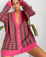 Oversize-Strickcardigan mit Muster – Elena in Rot