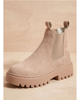 Caren | Damen Orthopädische Stiefeletten mit Plateau und elastischem Einsatz in Aprikose