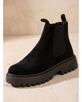 Caren | Damen Orthopädische Stiefeletten mit Plateau und elastischem Einsatz in Schwarz