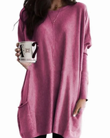 Carlotta | Damen Langer Pullover mit Zwei Taschen in Rosa