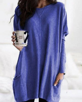 Carlotta | Damen Langer Pullover mit Zwei Taschen in Lila