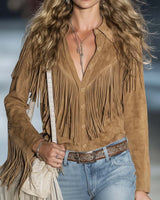Carlotta | Damen Western Hemd mit Fransen in Braun