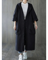 Carola | Damen Wasserdichte Regenjacke mit Kapuze und Großen Taschen in Schwarz
