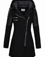 Caroline | Damen Winterjacke im A Linien Stil mit Reißverschluss in Schwarz
