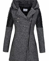 Caroline | Damen Winterjacke im A Linien Stil mit Reißverschluss in Dunkelgrau
