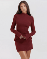 Caroline | Damen Reverskleid Elegant Vielseitig Casual in Rot
