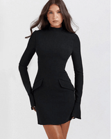 Caroline | Damen Reverskleid Elegant Vielseitig Casual in Schwarz