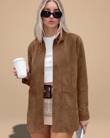 Cassia | Damen Braune Jacke mit Kragen und Weitem Schnitt in Braun