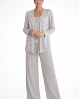 Cassiopeia | Damen Pailletten Anzug Set in Silber