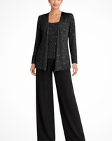Cassiopeia | Damen Pailletten Anzug Set in Schwarz