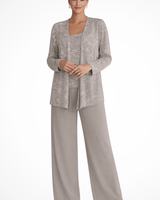 Cassiopeia | Damen Pailletten Anzug Set in Beige
