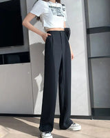 Damen Hohe Taille mit Taschen Stoffhose in Schwarz