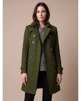 Cataleya | Damen Trench Coat mit Revers und Knöpfen in Grün