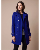 Cataleya | Damen Trench Coat mit Revers und Knöpfen in Blau