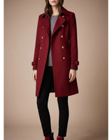 Cataleya | Damen Trench Coat mit Revers und Knöpfen in Rot
