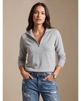 Catrina | Damen Pullover mit Kragen und Halb Zip in Grau