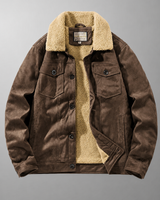Herrenjacke in Wildlederoptik mit Futter in Lammfelloptik – Bruno in Kaffee