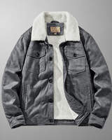 Herrenjacke in Wildlederoptik mit Futter in Lammfelloptik – Bruno in Grau