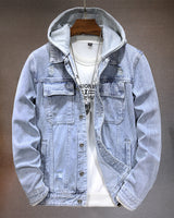 Herren-Jeansjacke mit Kapuze im Washed-Look – Bennett in Hellblau