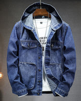 Herren-Jeansjacke mit Kapuze im Washed-Look – Bennett in Marineblau