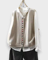 Tonjia – Ärmellose Strickweste in Weiß