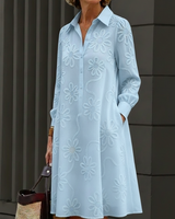 Sirelin - Softtouch-Midi-Hemdblusenkleid in Blau