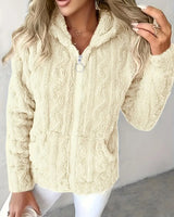 GAELLE | Langarm Kapuzenpullover Mit Reißverschluss in Beige
