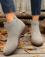 Miniya – Stiefeletten mit Schnallenriemen in Grau