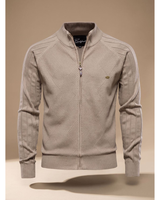 Cedric | Herren Strickjacke mit Reißverschluss, Stehkragen und Struktur in Beige