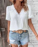 Celestine | Damen Kurzarm Bluse mit V-Ausschnitt in Weiß