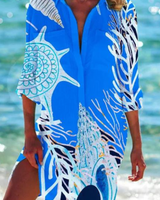 Cerena | Damen Strandbluse Hemdkragen Maritimer Print in Farbe 1