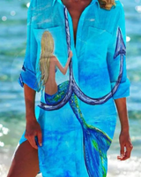 Cerena | Damen Strandbluse Hemdkragen Maritimer Print in Farbe 2