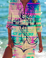 Cerena | Damen Strandbluse Hemdkragen Maritimer Print in Farbe 4