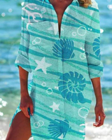 Cerena | Damen Strandbluse Hemdkragen Maritimer Print in Farbe 6