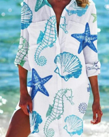 Cerena | Damen Strandbluse Hemdkragen Maritimer Print in Farbe 7
